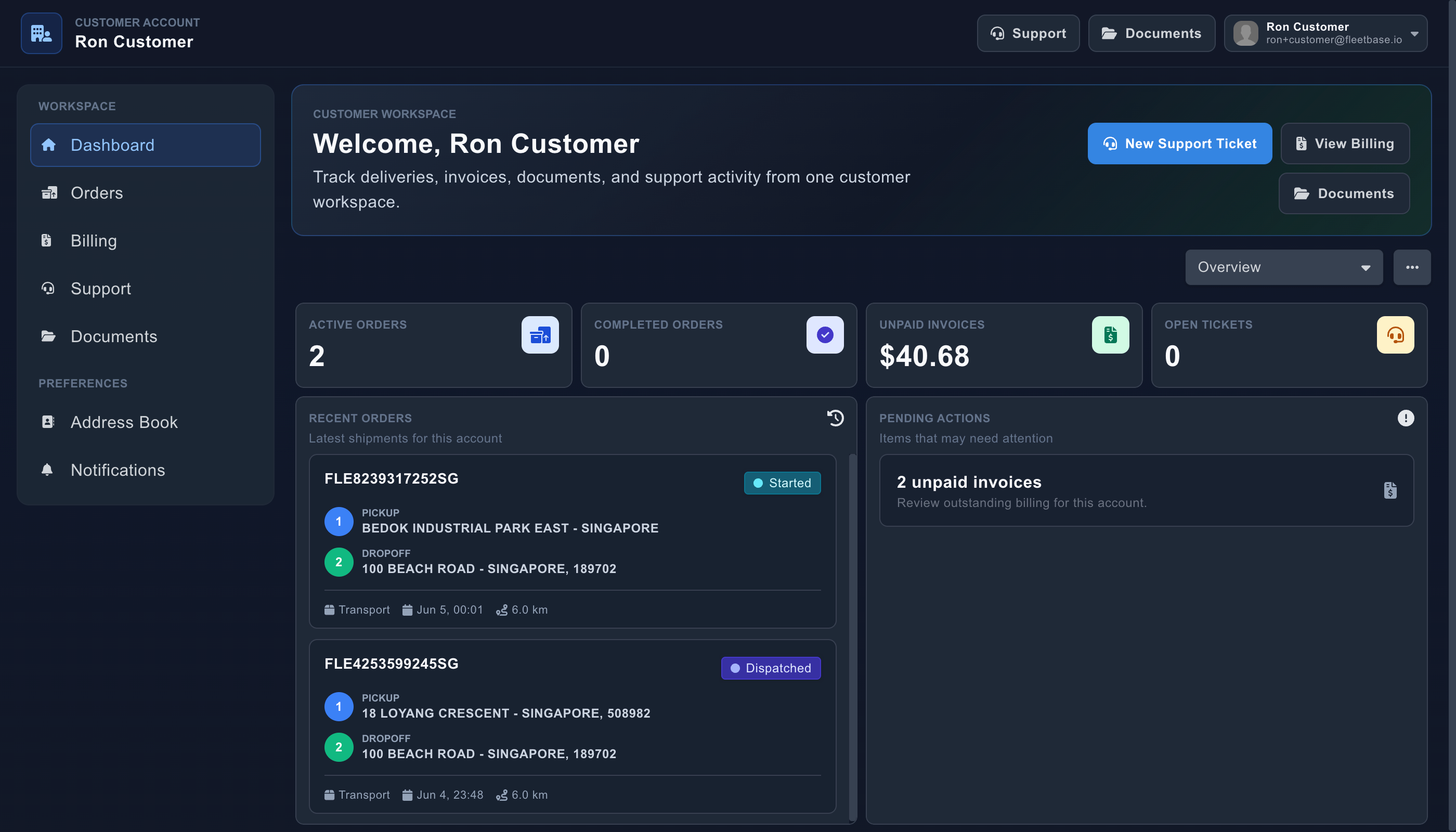 Fleetbase Customer Portal