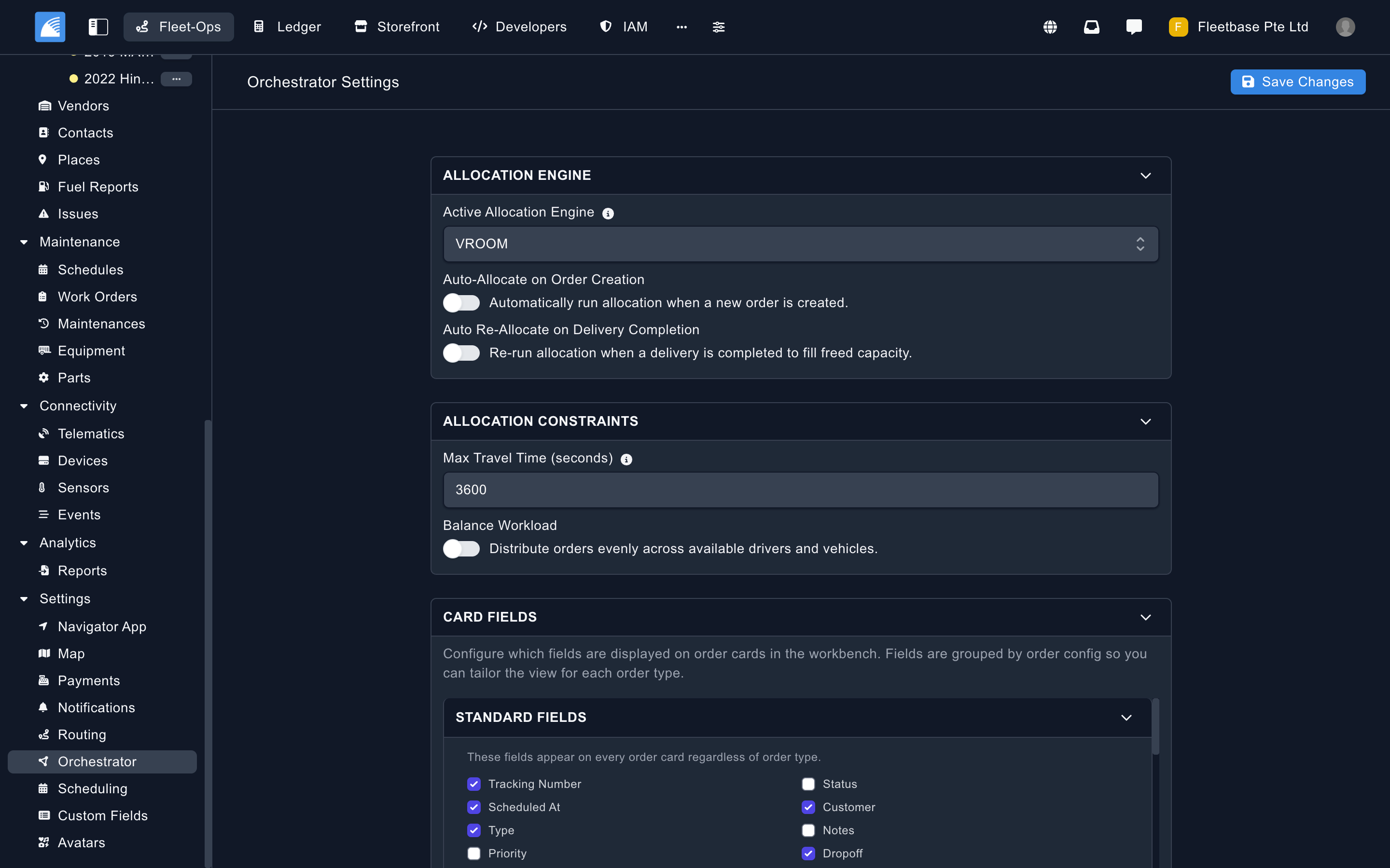 Fleetbase government and military logistics operations dashboard